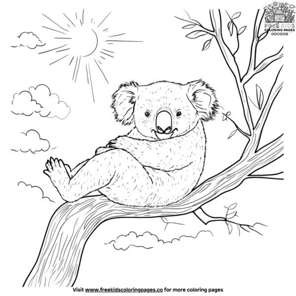 Sunset koala coloring pages