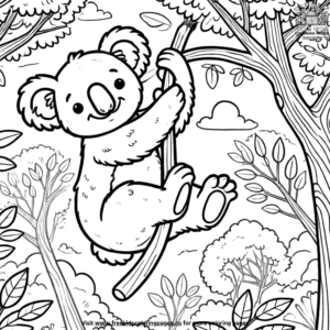 Swinging vine koala coloring pages