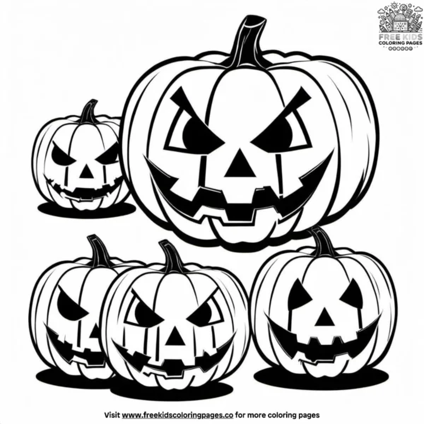 Terrifying pumpkin faces coloring pages