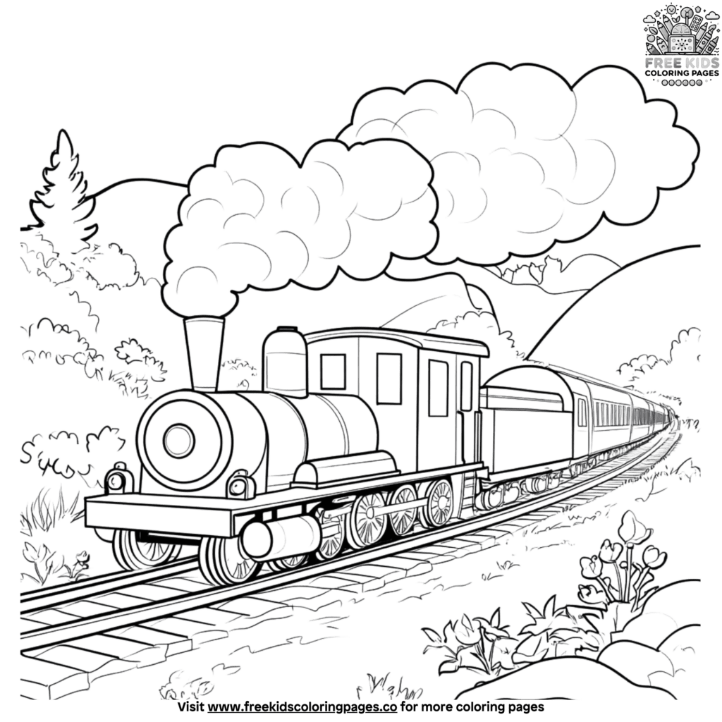 Toy Train Set Coloring Pages