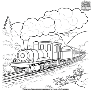 Toy train set coloring pages