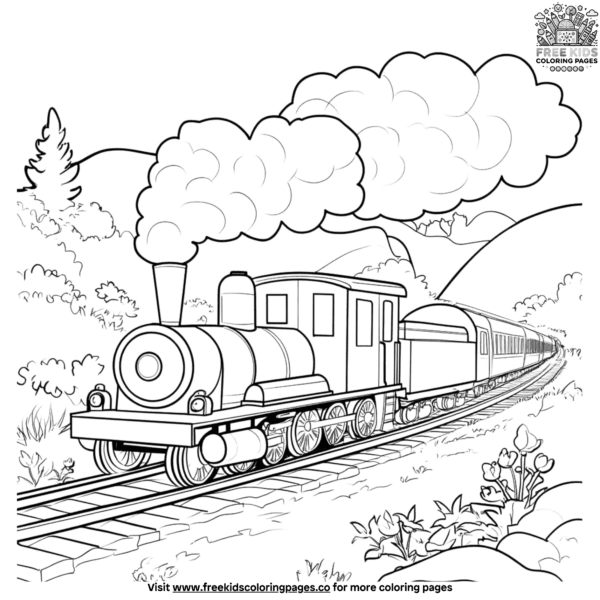 Toy train set coloring pages