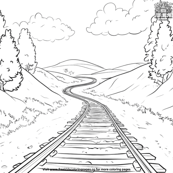 Train tracks coloring pages