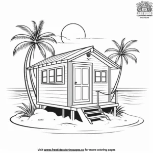 Tropical Beach Hut Coloring Pages