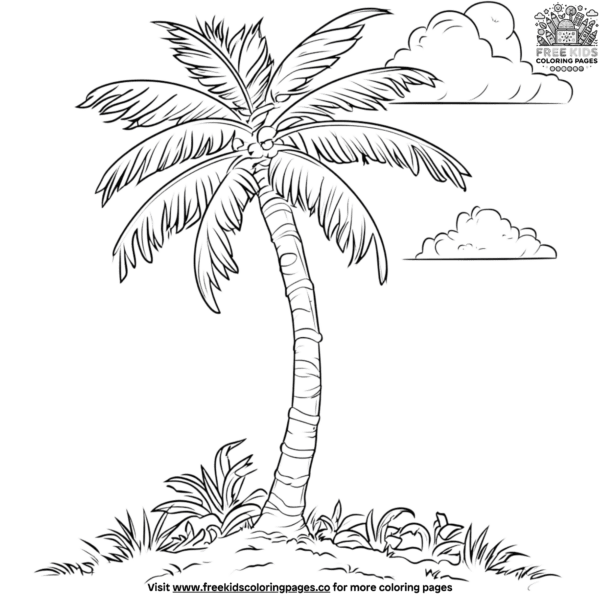 Tropical palm tree coloring pages