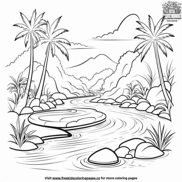 Tropical river rapids coloring pages