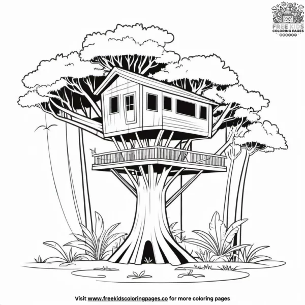 Tropical treehouse coloring pages