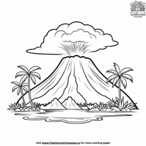 Tropical Volcano Coloring Pages