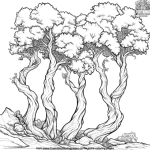 Twisted Tree Forest Coloring Pages