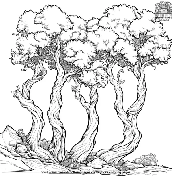 Twisted tree forest coloring pages