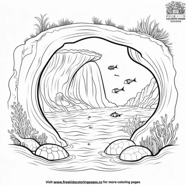 Underwater cave coloring pages