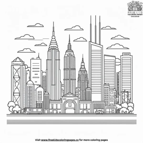 Urban skyline coloring pages