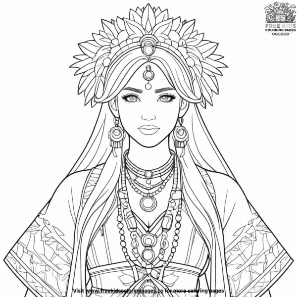 Vibrant festival attire coloring pages