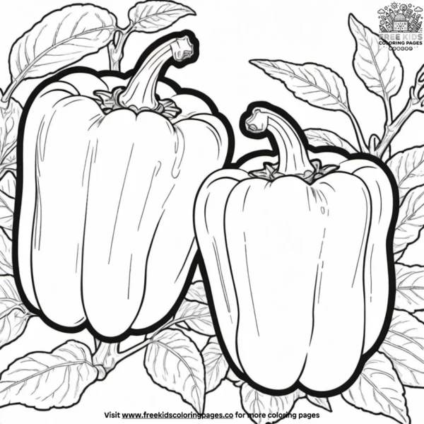 Vibrant orange bell peppers coloring pages