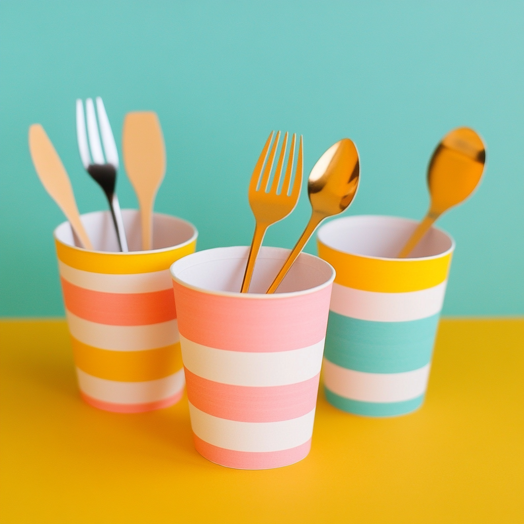 Washi tape utensil holders wrap 3