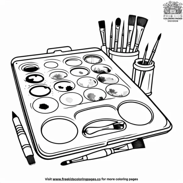 Watercolor set coloring pages