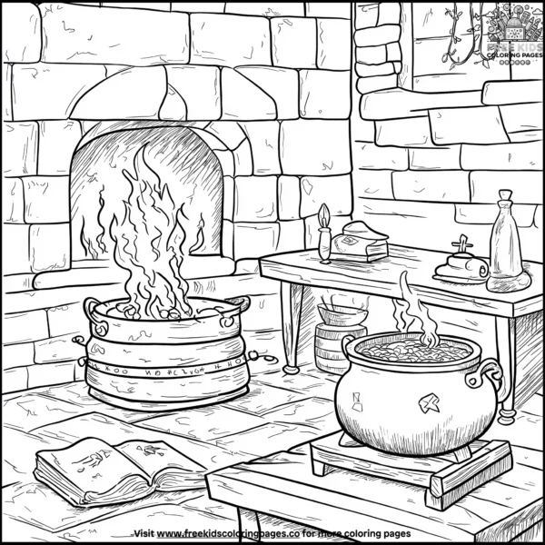 Witch's lair coloring pages