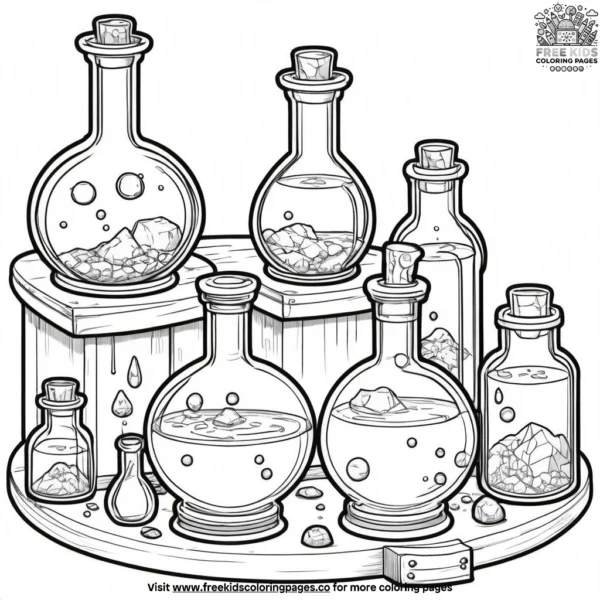 Witch's potion lab coloring pages