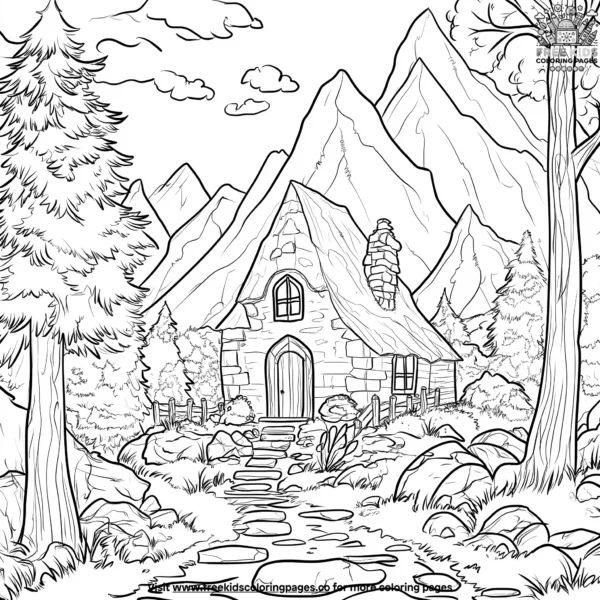 Witch's secret hideout coloring pages