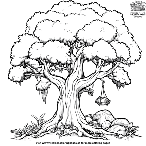 Wondrous kapok tree coloring pages