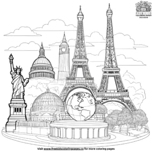 World Landmarks Coloring Pages