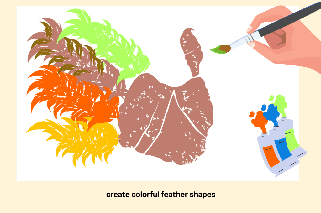 Create colorful feather shapes