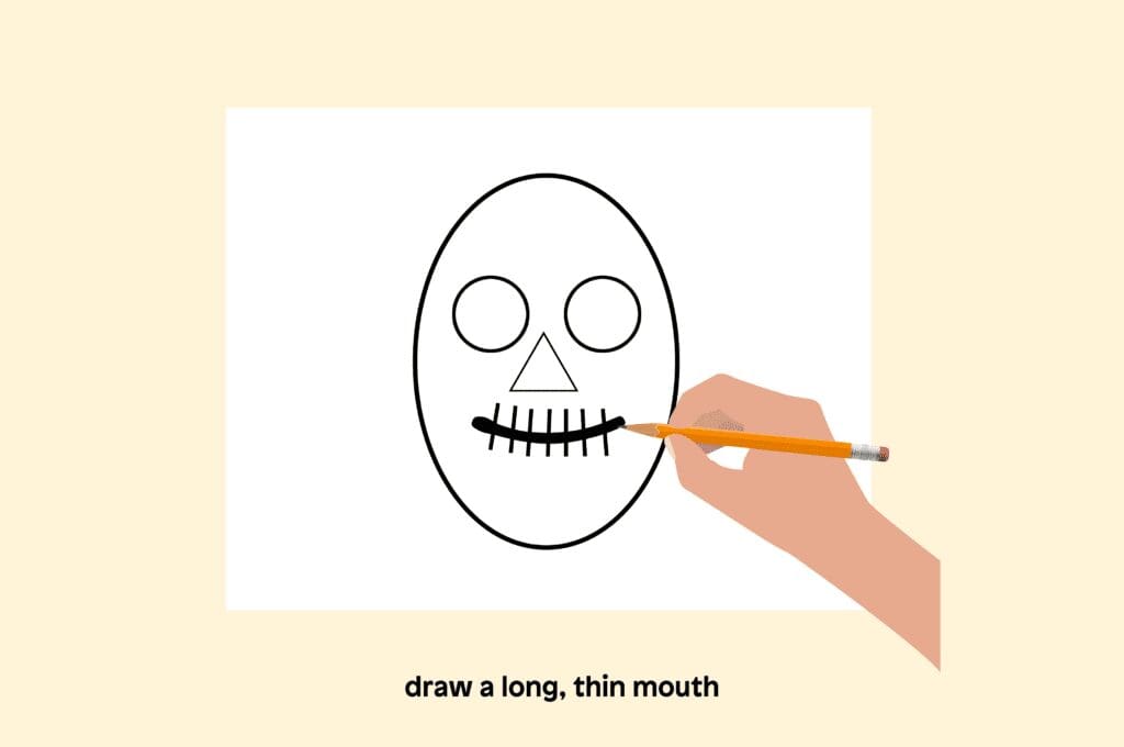 Draw a long thin mouth