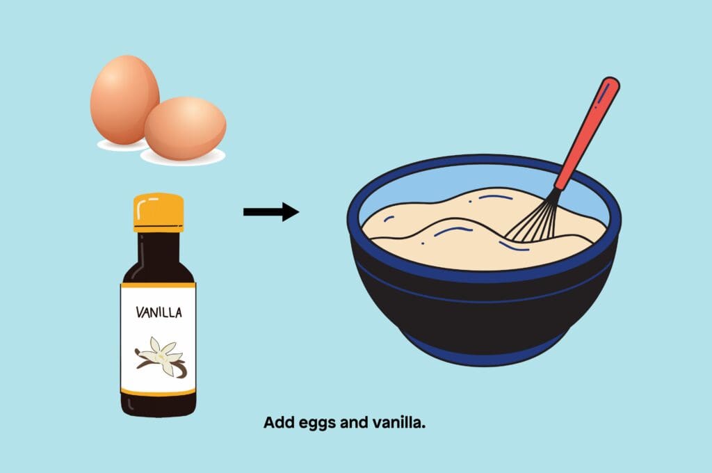 2 add eggs and vanilla