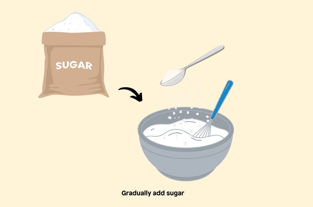 3 gradually add sugar