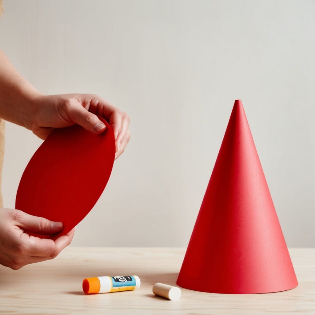 3 roll the circle into a cone shape and secure it with glue or tape