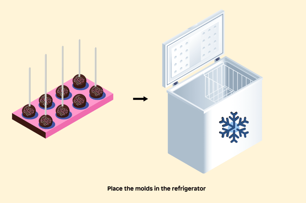 5 place the molds in the refrigerator to let the chocolate harden