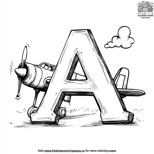 A for airplane coloring pages