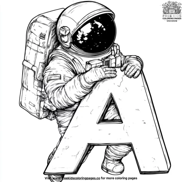 A for astronaut coloring pages