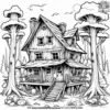 Abandoned Cabin Deep in the Woods Coloring Pages