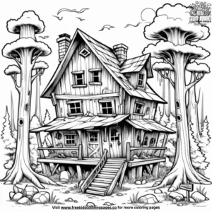 Abandoned Cabin Deep in the Woods Coloring Pages