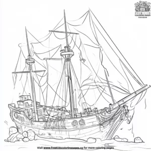 Abandoned Pirate Ship Coloring Pages