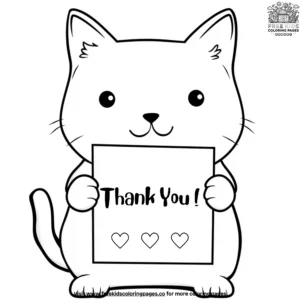 Adorable Cat Thank You Coloring Pages