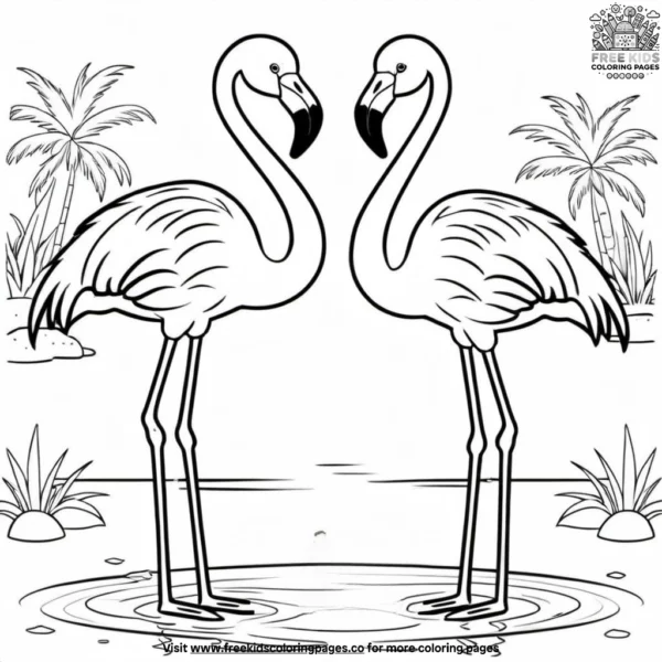 Adorable flamingo friends coloring pages