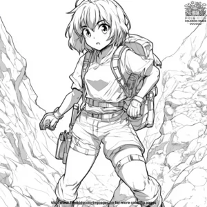 Adventurous anime girl coloring pages