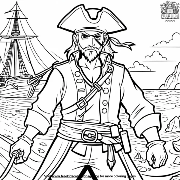 Adventurous pirate coloring pages