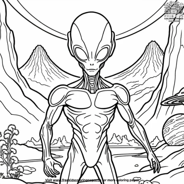 Fantastic alien planet coloring pages