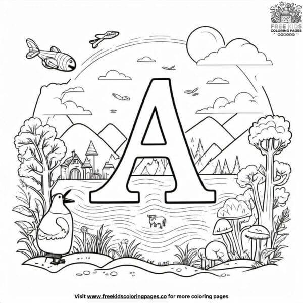 Alphabet adventure coloring pages