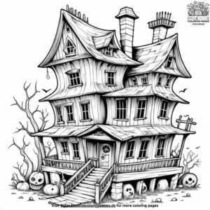 Ancient Abandoned House with Secrets Coloring Pages