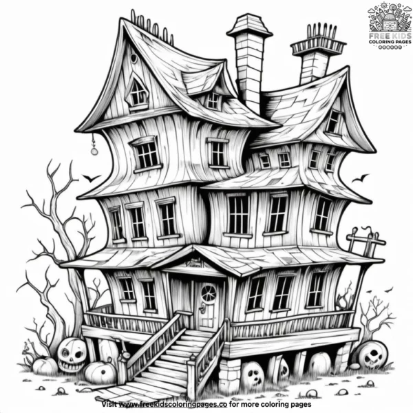 Ancient abandoned house with secrets coloring pages