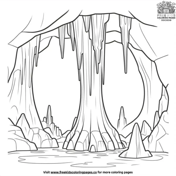 Ancient cave formations coloring pages