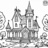 Ancient Gothic Mansion Coloring Pages