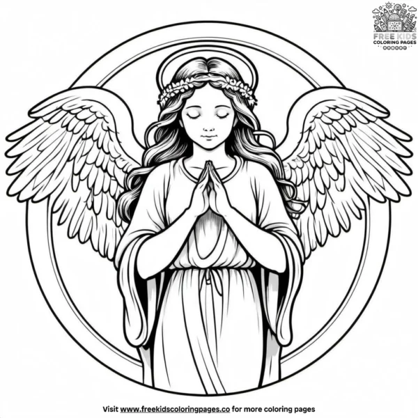 Angel with halo coloring pages