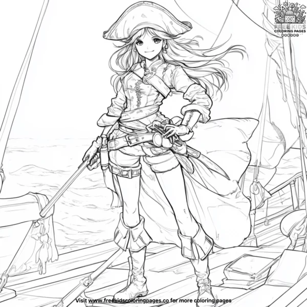 Anime girl pirates coloring pages