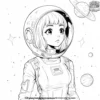 Anime Girl in Space Coloring Pages