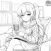 Anime Girl in a Cozy Setting Coloring Pages